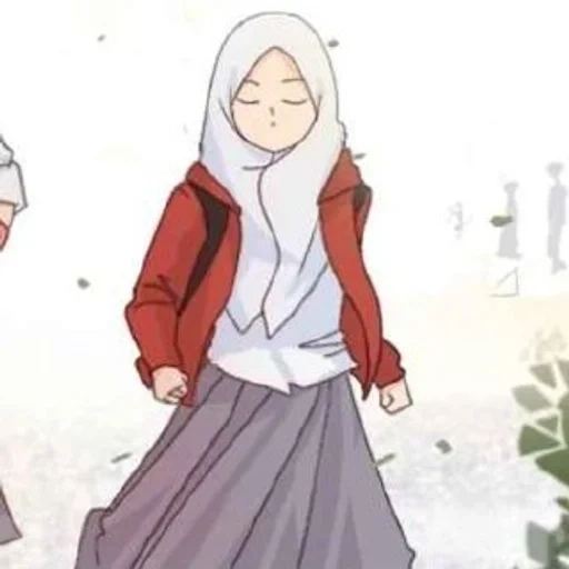anime, young woman, anime girl, kawaii hijab, markwing characters