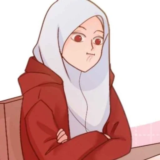 chica, chica de animación, animación musulmana, chica de cómic en movimiento, pintura de niña de animación