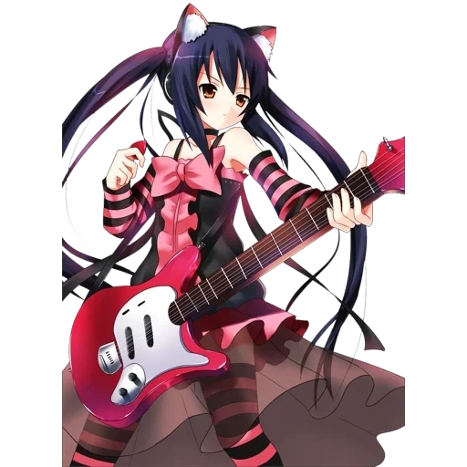 anime rock, cartoon girl rock, anime field guitar, cartoon girl guitar