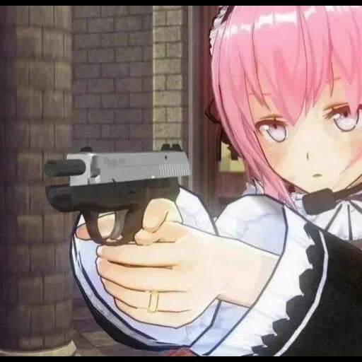 clips, natsuki mit einer pistole, musikvideos, midix hyperpop angriff, anime über das schießen von bällen