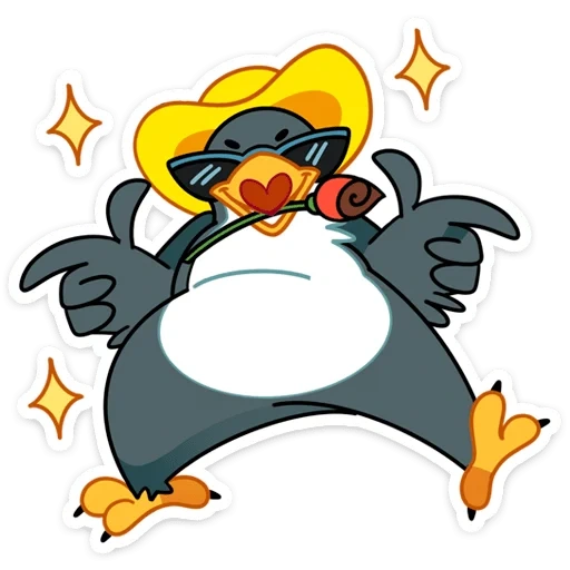 deb penguin, penguin zar, freudiger pinguin, cartoon pinguin, pinguin cartoons mit einem hut