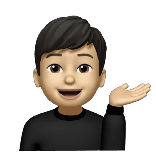 asiático, memoji, emoji, o telefone é uma câmera, o garoto faz o coração da mão memorando iphone jpn