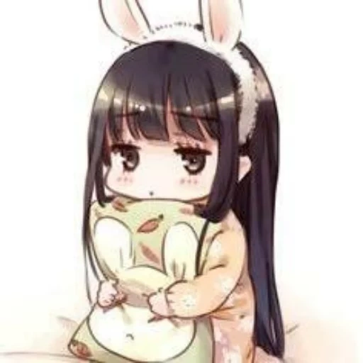 anime kawai, anime carino, coniglio di chibi ragazza, disegni carini anime, anima girl bunny kigurumi