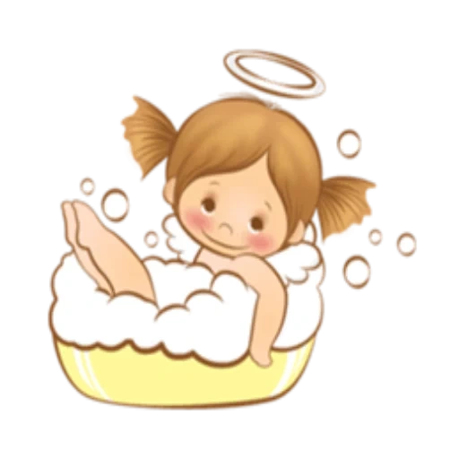 baño, niña, férula, pequeño ángel, ángel cleveland
