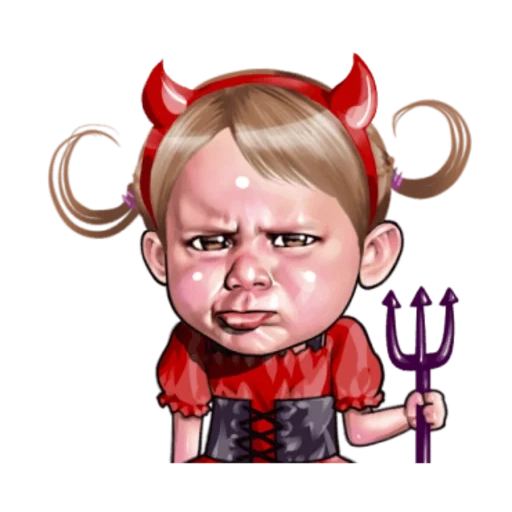 angry face, the devil is a boy, the devil is cartoony, nicky the devil is the youngest, devil baby drawing