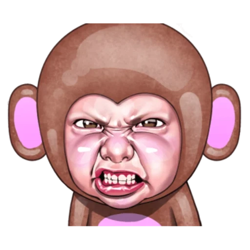 criança, funny face, símbolo de expressão raivosa, macaco vassapa, os emoticons não podem ver nada