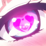 аниме, рейни, глаза аниме, аниме розовое, глаза сердечки аниме