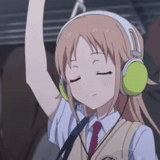 anime kawai, anime kawai, karakter anime, headphone gif anime, anime mendengarkan musik