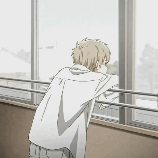 figure, anime boy, teru shimada kazuki, sad animation, cartoon character