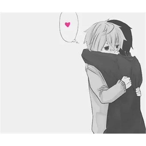 anime lovers, embrace animation, cute cartoon couple, anime boys and girls hug