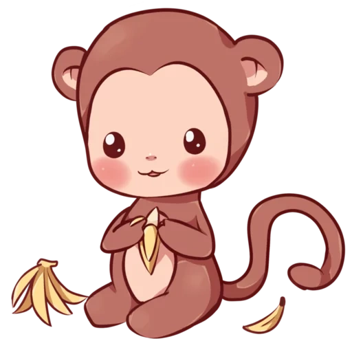 sprouting monkey, kavai monkey, cute monkey pattern, figure painting, mini cute monkey pattern