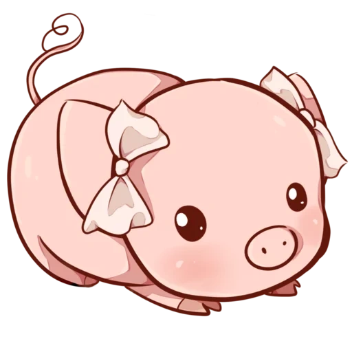 kawai pig, sprouting pig, sketch line, piglet, cute piglet pattern