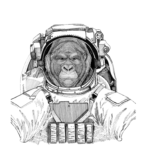 dessin de sueur, l'astronaute est blanc noir, dessin de la combinaison de chiens, dessiner des animaux d'espace, vache avec des dessins de combinaison spatiale avec un crayon