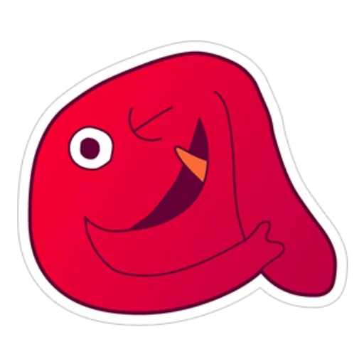 a toy, red whale, funny fish, the tongue is red, the fish are red