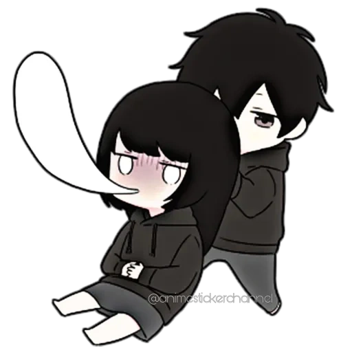 figure, chibi and his wife, lovely cartoon, cartoon character, low tension double gif