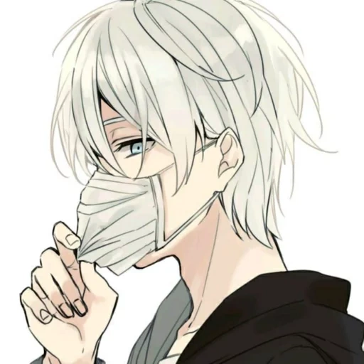 figura, animação kun, menino anime, máscara de namorado anime, animação de cabelo branco