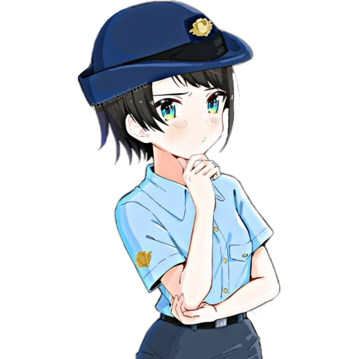 anime girls, desenhos de garotas de anime, polícia de hololive subaru, meninas de anime são policiais, anime de uma garota uniforme da polícia