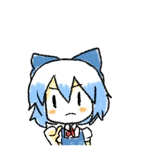 anime, cirno scrolla le spalle, emoticon anime, touhou hisoutenoku, cirno donat rinuncia a te credo