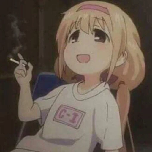 аниме, курящая тян, аниме курит мем, anime random skill, cara streaming nekopoi