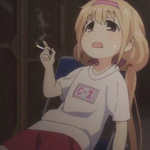 аниме, тян аниме, курящая тян, курящая 2 д тян, футаба анзу сигаретой