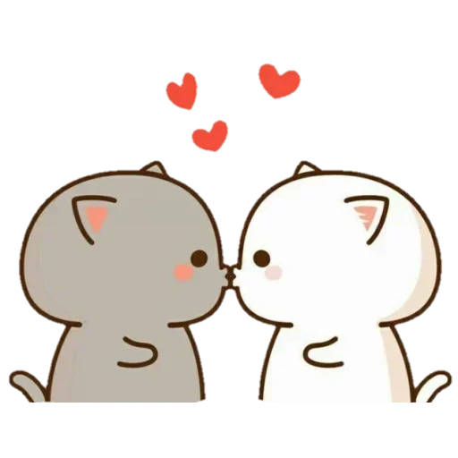 the love of cats, kawaii cats love, kawaii cats a couple, kawaii chibiki kisses, kawaii cats love new