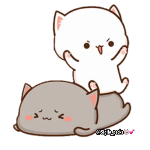 kitty chibi kawaii, gambar lucu sapi, gambar kucing lucu, kucing kawaii yang cantik, kawaii kucing pasangan