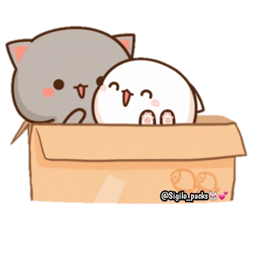 gato kawaii, gatos kawaii, gato de melocotón mochi, dibujos de lindos gatos, mochi mochi peach cat bask tank