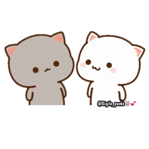 chibi cats, kawaii cats, drawings of cute cats, kawaii cats a couple, kawai chibi cats love