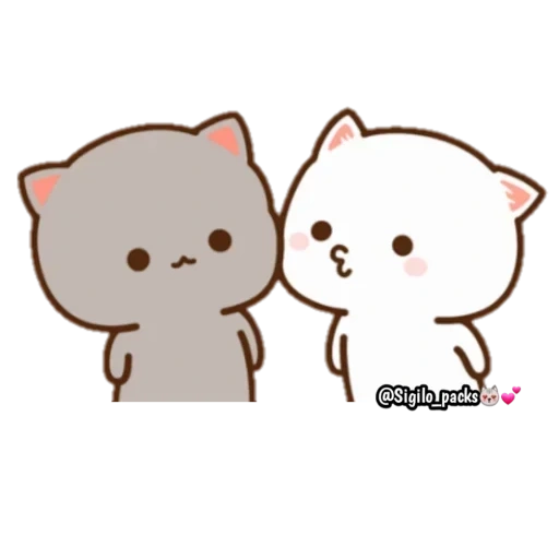 chibi cats, drawings of cute cats, mochi mochi peach cat, kawaii cats a couple, kawai chibi cats love