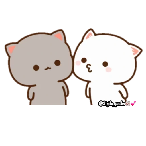 gatti chibi, disegni di gatti carini, mochi mochi peach cat, kawaii gatti un paio, kawai chibi cats love