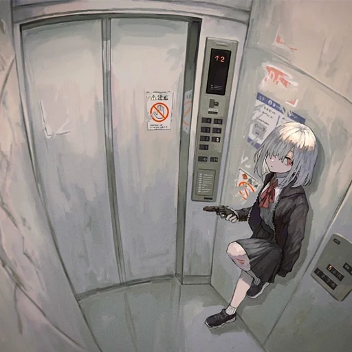 аниме открывает дверь, ноги, аниме за зеркалом, девушки аниме, sticker
