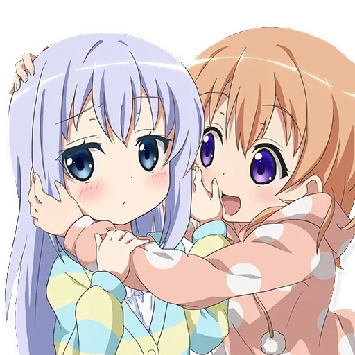 аниме охайо, девушки аниме, kafuu chino юри, gochuumon wa usagi desu ka аниме юри