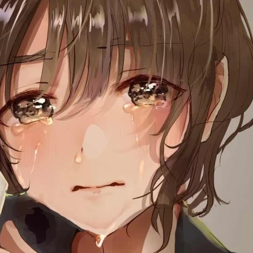 anime, imagen, arte de anime, llorando chan, anime la cara de la niña