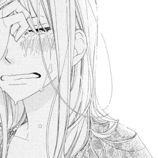 immagine, manga anime, lacrime anime con una matita, disegni anime tristi, la colorazione degli anime è triste
