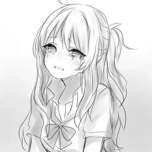 menggambar tian, gambar tyachka, tyanka dengan pensil, anime gadis menangis, menggambar tyachka dengan pensil
