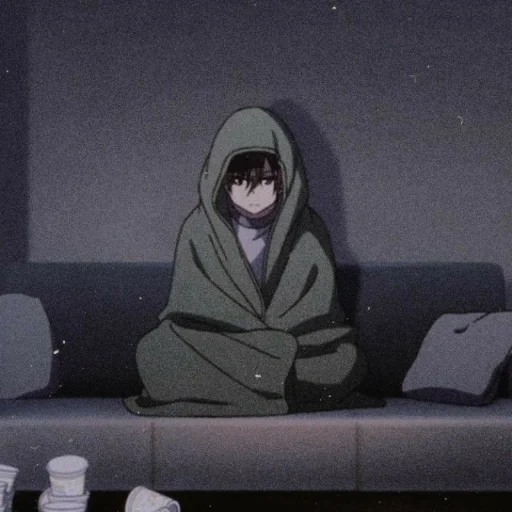 рисунок, аниме грусть, грустные аниме, депрессия аниме, грустный аниме парень