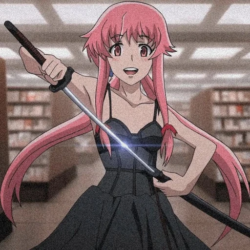 yuno geisai, anime de yuno kasai, personnages d'anime, yuno gasai katana, tamano extermination de la colère