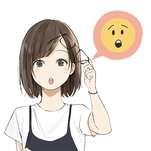 diagram, emosi anime, emoji anime, tian kara yang manis, gadis berambut pendek