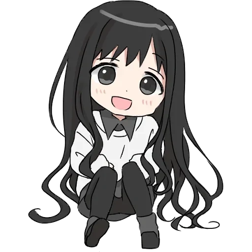 animation, anime day, black hair, elf girl neko, long black hair