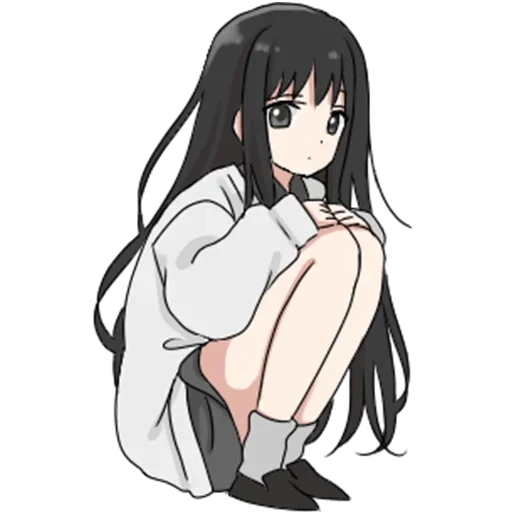 nekosticker telegram, girl with black hair long sticker, girl with long black hair стикеры, аниме тян стикеры