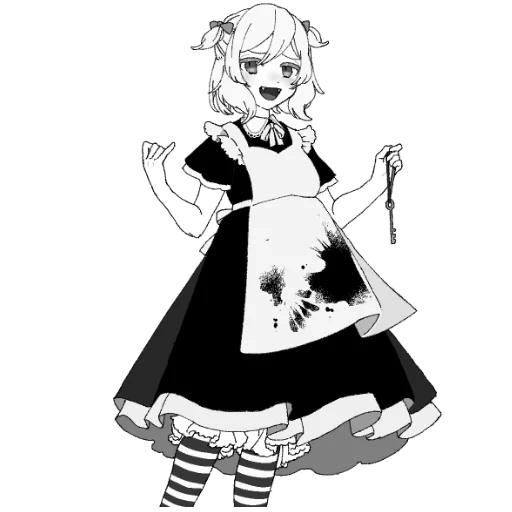 gambar anime, menggambar pembantu, sketsa gaun maid anime, anime victorian maid maria