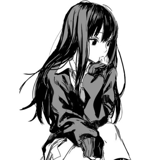 anime cb, anime black, anime black and white, moving comic girl, schwarze und weiße literarische mädchen