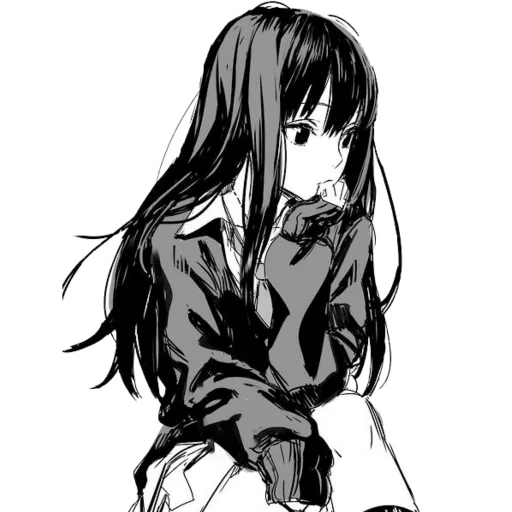 anime chb, anime is black, anime is black white, anime drawings of girls, black white arts girls