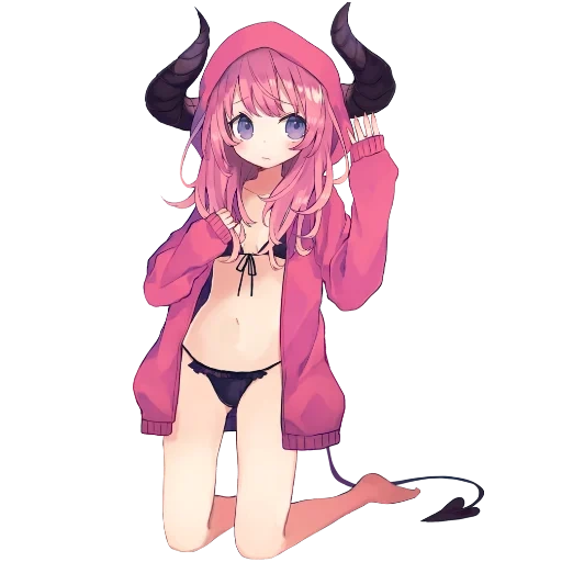 anime cute, anime girl, anime girl demon, anime girl with horns