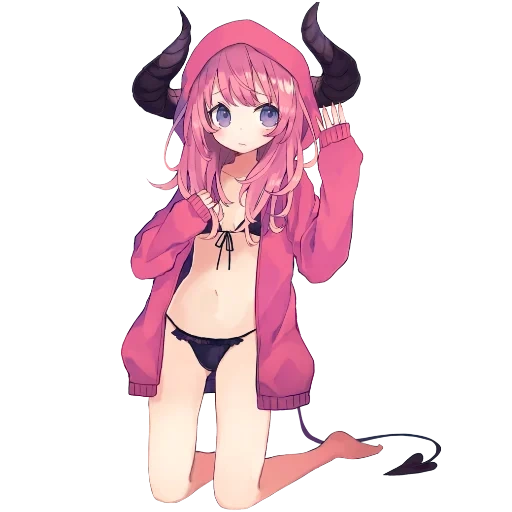 anime mignon, anime girl, anime jeune fille démon, anime fille bois de cerf