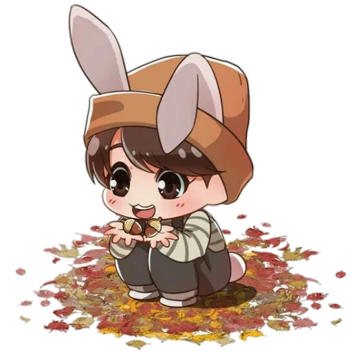 chibi bts, jungkook rabbit art, chibi chonguk rabbit, jungkook rabbit art chibi, kemono friends owls yuri