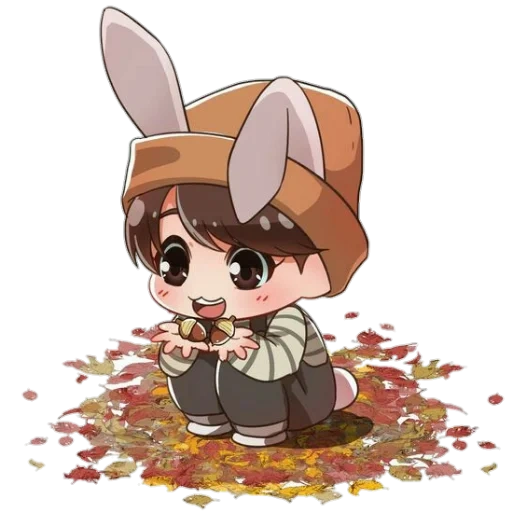 chibi bts, rabbit art of worshiping the country, red cliff hooker rabbit, chongguo rabbit art chibi, friends of kemono yuri owl