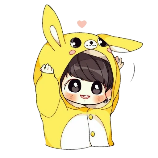 figure, chong guk chibi, chibi in quanchongguo, lovely cartoon pattern, chibi bts chongguo rabbit