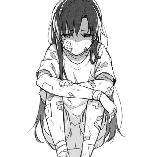 рисунок, аниме рисунки, грустные аниме, аниме тян грустная, рисунки грустные аниме