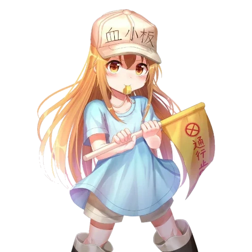 anime girls, personagens de anime, hataraku saibou, hataraku saibou encanador, células para plaquetas de anime de trabalho